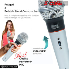 5Core XLR Microphone Dynamic Mic Karaoke Singing Studio Mics Handheld