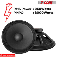 5Core 15 Inch Subwoofer Speaker 2000W Peak 8Ohm Full Range Replacement