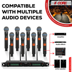 5Core Wireless Microphones 8 Channel Karaoke Professional UHF Singing