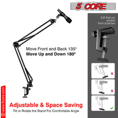 5Core Microphone Stand Suspension Desk Scissor Boom Arm w Shock Mount