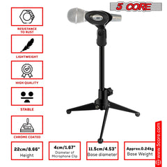 5Core Tripod Desktop Mic Stand Universal Desk Microphone Holder Table