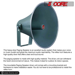 5 Core PA Speaker Horn Throat 16 inch All Weather Use Support Wide