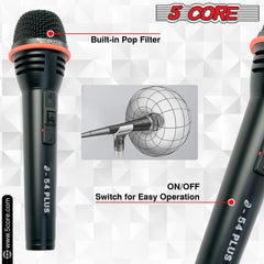 5Core XLR Microphone Dynamic Mic Karaoke Singing Studio Mics Handheld