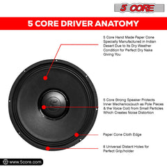 5Core 15 Inch Subwoofer Speaker 3500W Peak 8Ohm PA Replacemen DJ Sub