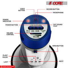 Haut-parleur mégaphone 5 cœurs avec corne de taureau 20 W et batterie d'alimentation