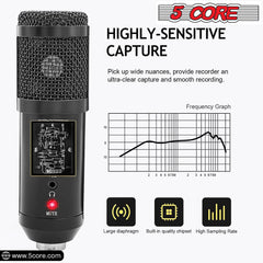 5 Core Podcast Microphone Bundle USB Condenser PC Mic Recording Studio