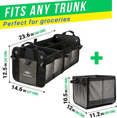 3 Compartment Separable Collapsible Car Trunk Storage Organizer