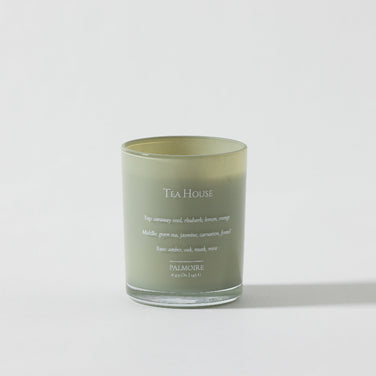 Palmoire Tea House Hand-Poured Soy Wax Candle – Green Glass Jar