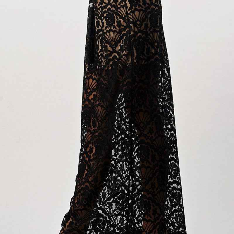 Women Lace Wide Leg Pants High Waist Elegant Style