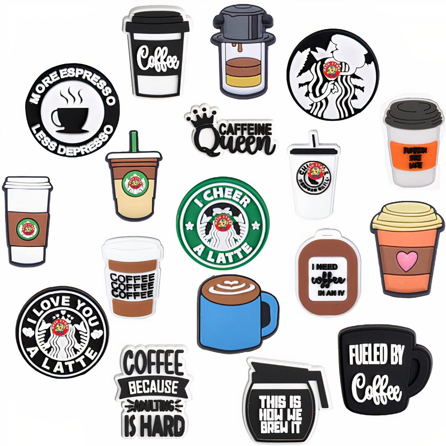 Coffee-Themed Croc Charms Set
