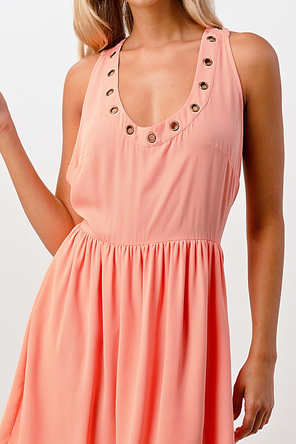 Grommet Detail A-Line Dress