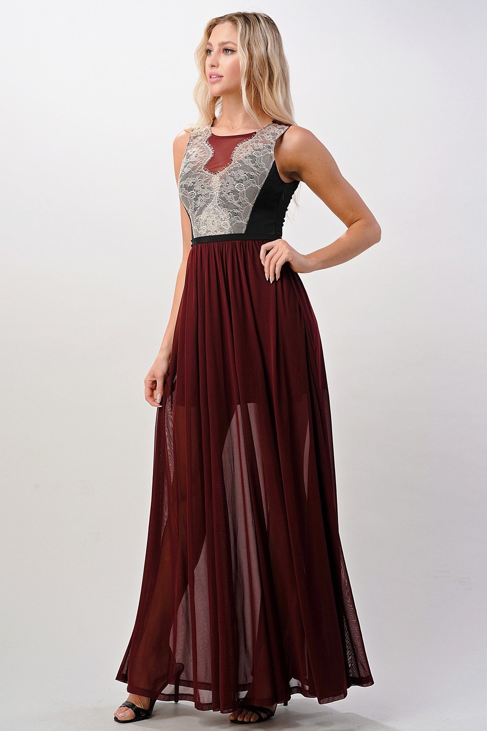 Sheer Lace Maxi Dress