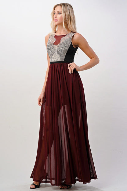 Sheer Lace Maxi Dress