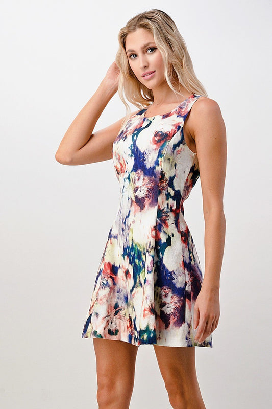 Floral Print Sleeveless A-Line Dresses S-L.