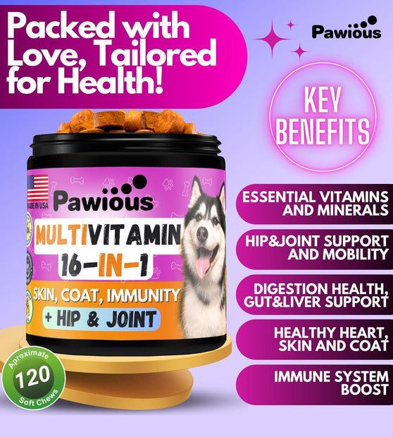 Multivitamínico masticable para perros con glucosamina 16 en 1