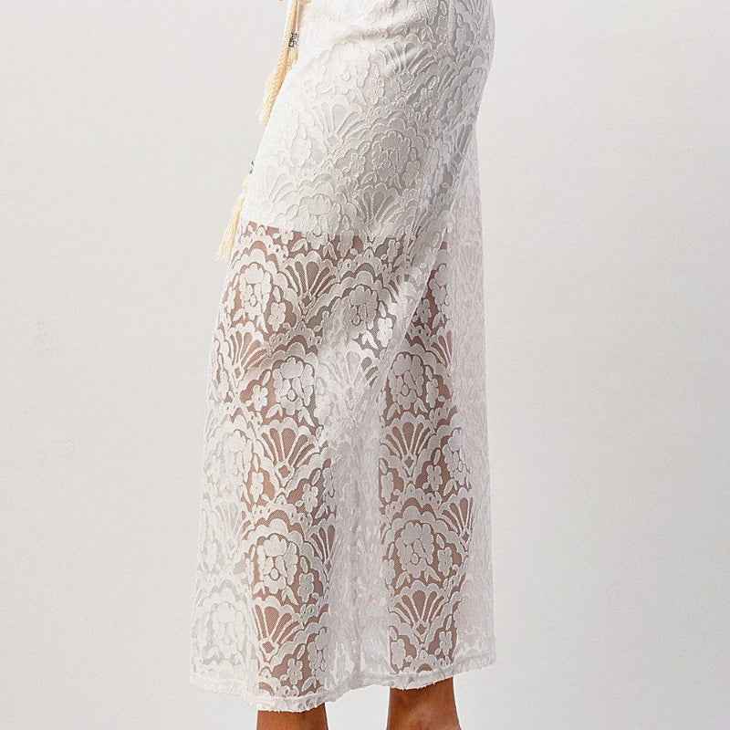 Women Lace Wide Leg Pants High Waist Elegant Style