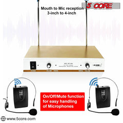 5Core Wireless Microphones w 2 Headset Portable Mini Microfono