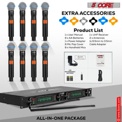 5Core Wireless Microphones 8 Channel Karaoke Professional UHF Singing