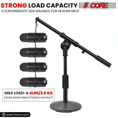 5Core Round Base Desktop Mic Stand Universal Desk Microphone Holder