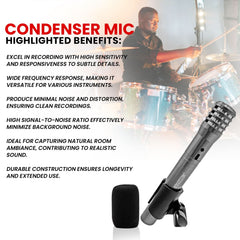 Microphone d'instrument 5Core professionnel XLR cardioïde crayon bâton