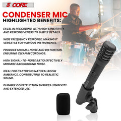 Microphone d'instrument 5Core professionnel XLR cardioïde crayon bâton