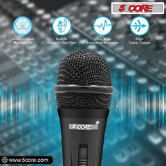 5Core XLR Microphone Dynamic Mic Karaoke Singing Studio Mics Handheld