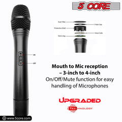 5Core Wireless Microphone VHF Handheld Microfono Inalambrico & 1