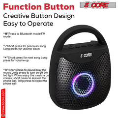 5Core Outdoor Bluetooth Speaker Wireless Portable Waterproof for Patio