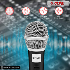 5Core XLR Microphone Dynamic Mic Karaoke Singing Studio Mics Handheld