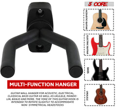 5Core Guitar Wall Mount Hanger Display Wall Hook Soft Padding Holder