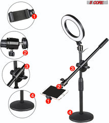 5Core 6 inch Ring Light + Cell Phone Stand Adjustable Ringlight LED