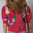 Floral Knit Short Sleeve Sweater for Women