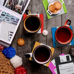 6 PCS Silicone Floppy Disk Coaster For Tables, Drink Coasters