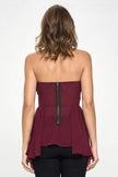 Top peplum de gasa sin tirantes 