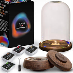 Cocktail Smoker Kit with LED Wooden Base and Tall Glass Dome 8.5  x