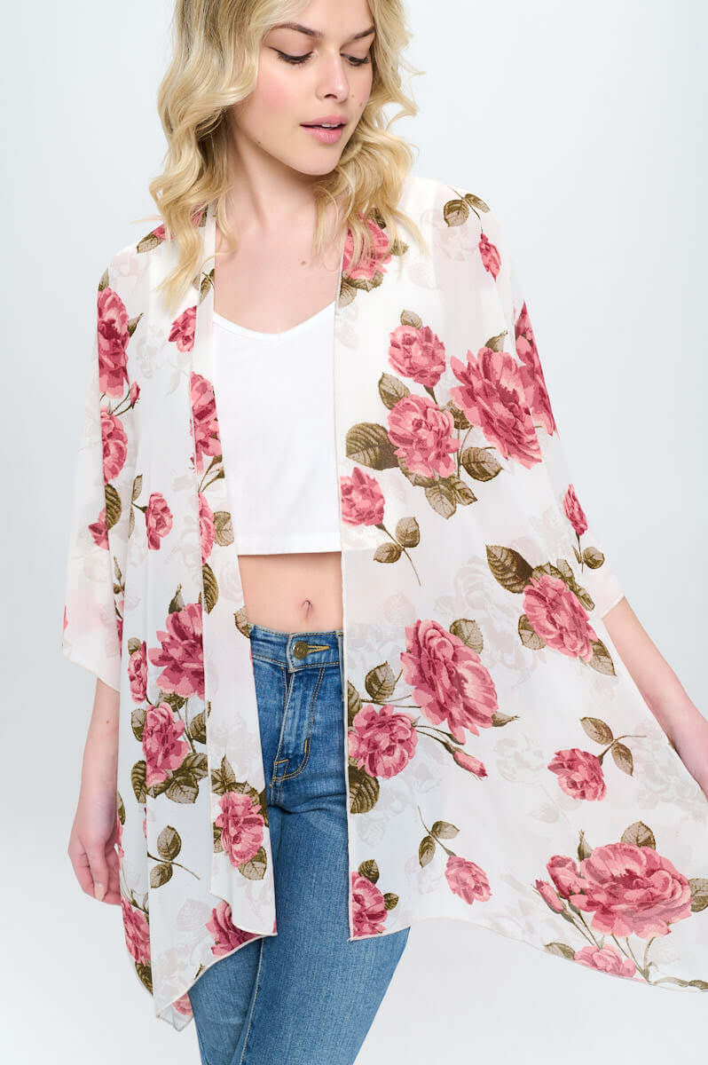 Floral Print Kimono