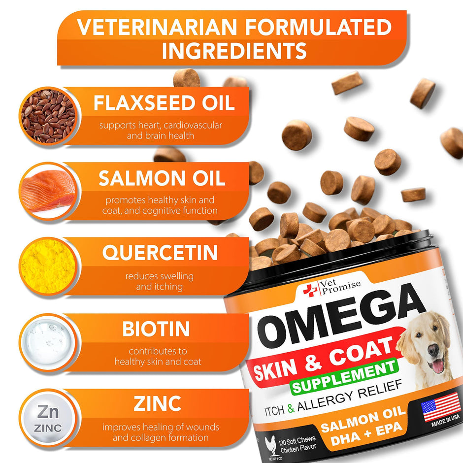 Omega 3 para perros Suplemento para la piel y el pelaje de los perros Aceite de pescado para perros
