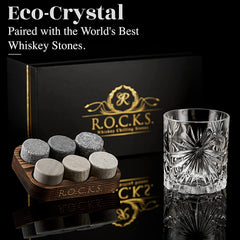 Whiskey Stones & Crystal Glass Gift Set - Soleil Tumbler (11.7oz)