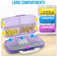 Pill Organizer Airtight Pill Box Large Pill Dispenser Home Travel