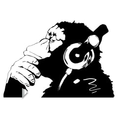 (16'' x 12'') Banksy Vinyl Wall Decal Monkey with Headphones