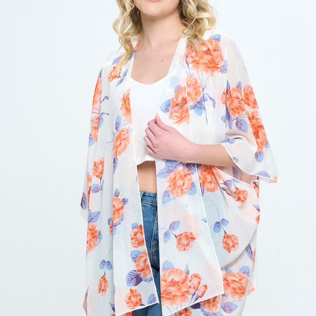 Lightweight Floral Print Kimono