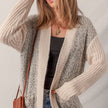 Women’s Colorblock Open-Front Knit Cardigan with Pockets