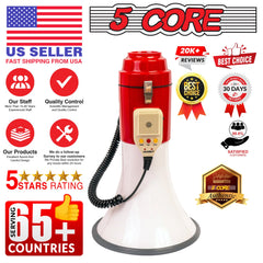 5Core Megaphone Bullhorn Speaker Pro 60W Bull Horn Non Rechargeable