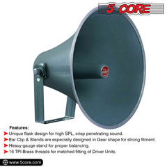 5 Core PA Speaker Horn Throat 16 inch All Weather Use Support Wide