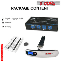 5Core Digital Luggage Scale Weight Scale Travel Hanging Baggage