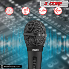 5Core XLR Microphone Dynamic Mic Karaoke Singing Studio Mics Handheld