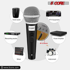 5Core XLR Microphone Dynamic Mic Karaoke Singing Studio Mics Handheld