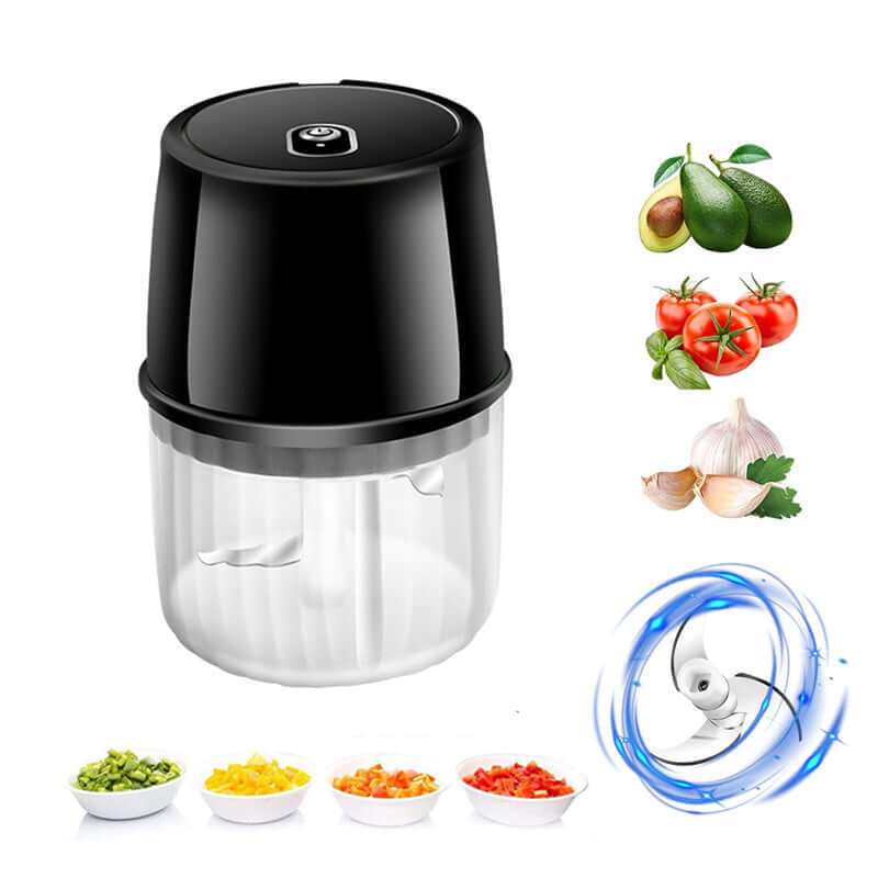 Portable Electric Garlic Chopper with powerful motor, ideal for quick chopping of vegetables and herbs.