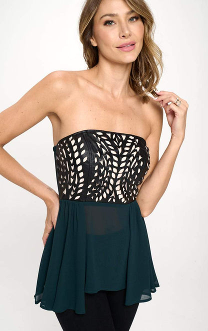 Strapless Chiffon Peplum Top