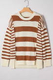 Brown & Cream Striped Knit Sweater